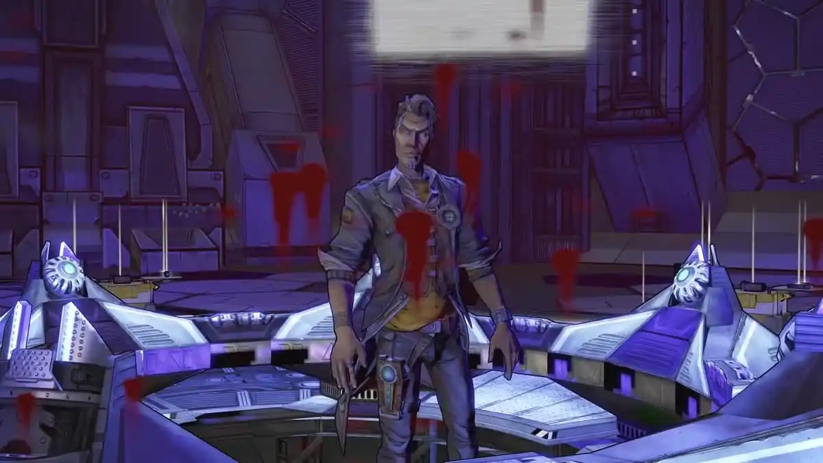 Handsome Jack makes a blood splattered appearance