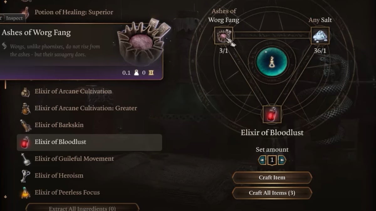 baldurs gate 3 alchemy window elixir of bloodlust
