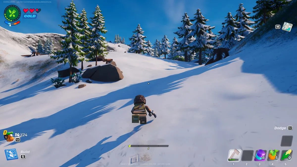 Exploring the Frostlands in LEGO Fortnite.