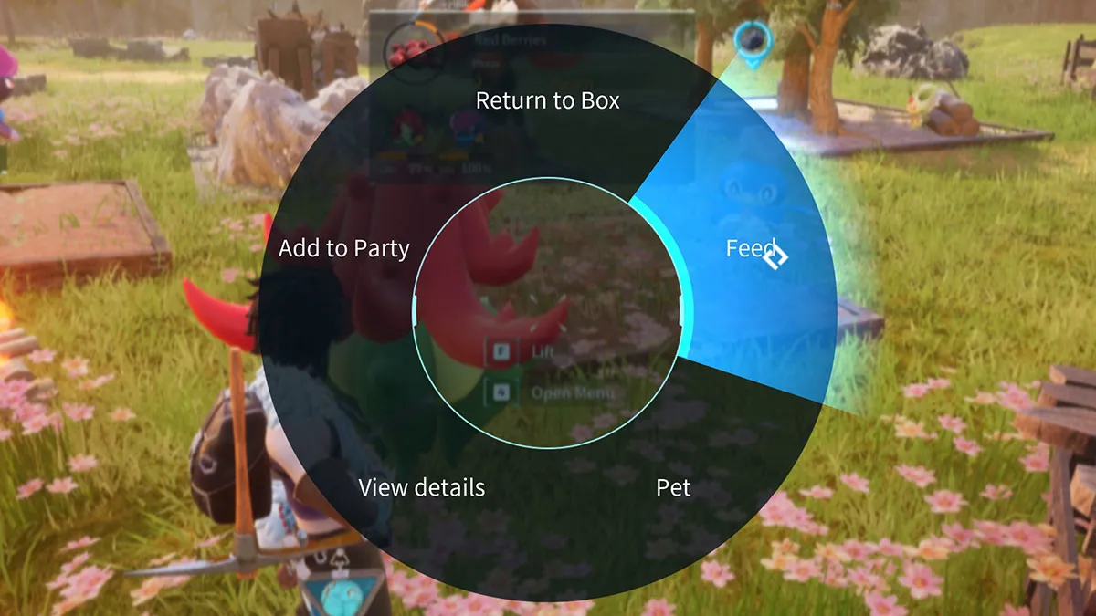 The Feed command radial menu in Palworld