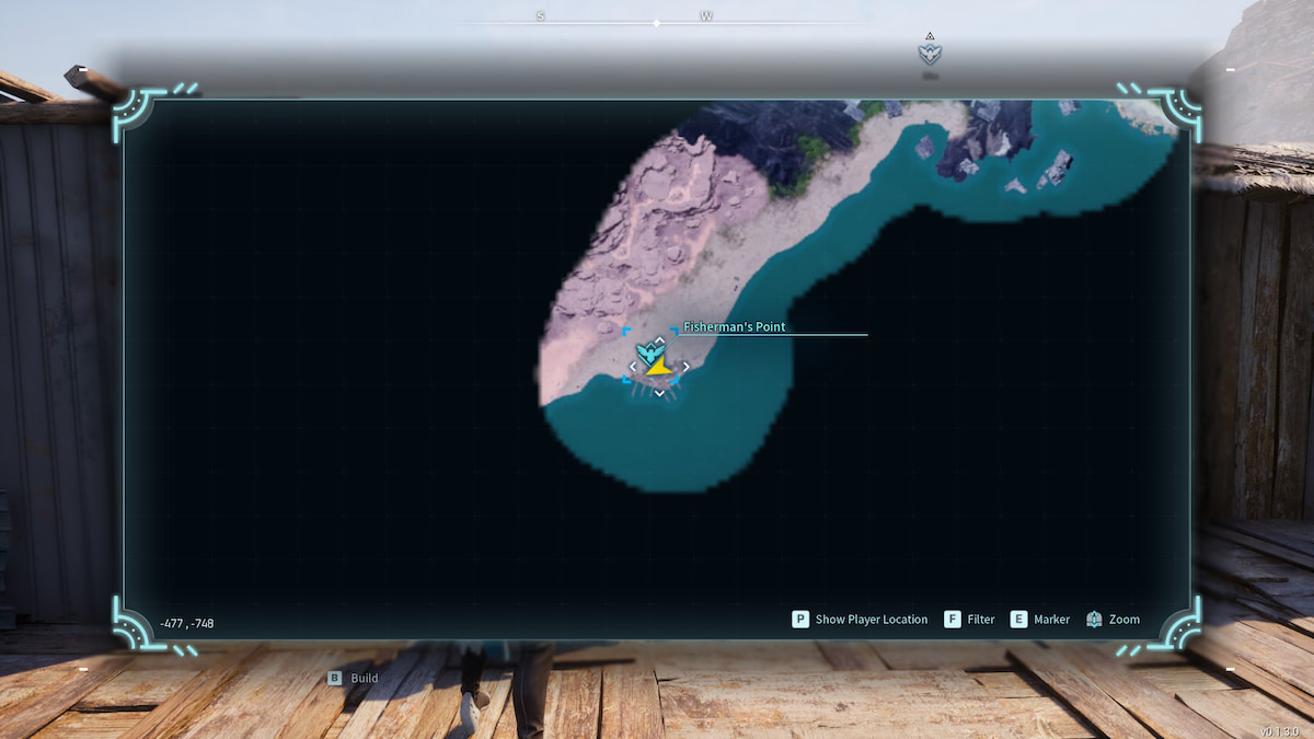 Map showing the Fisherman's Point Wandering Merchant Location