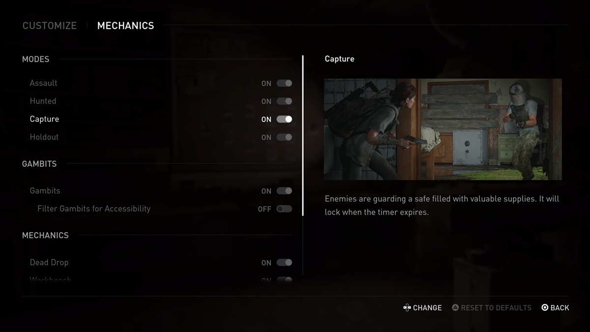 No Return's game modes selection, showing assault and hunted.