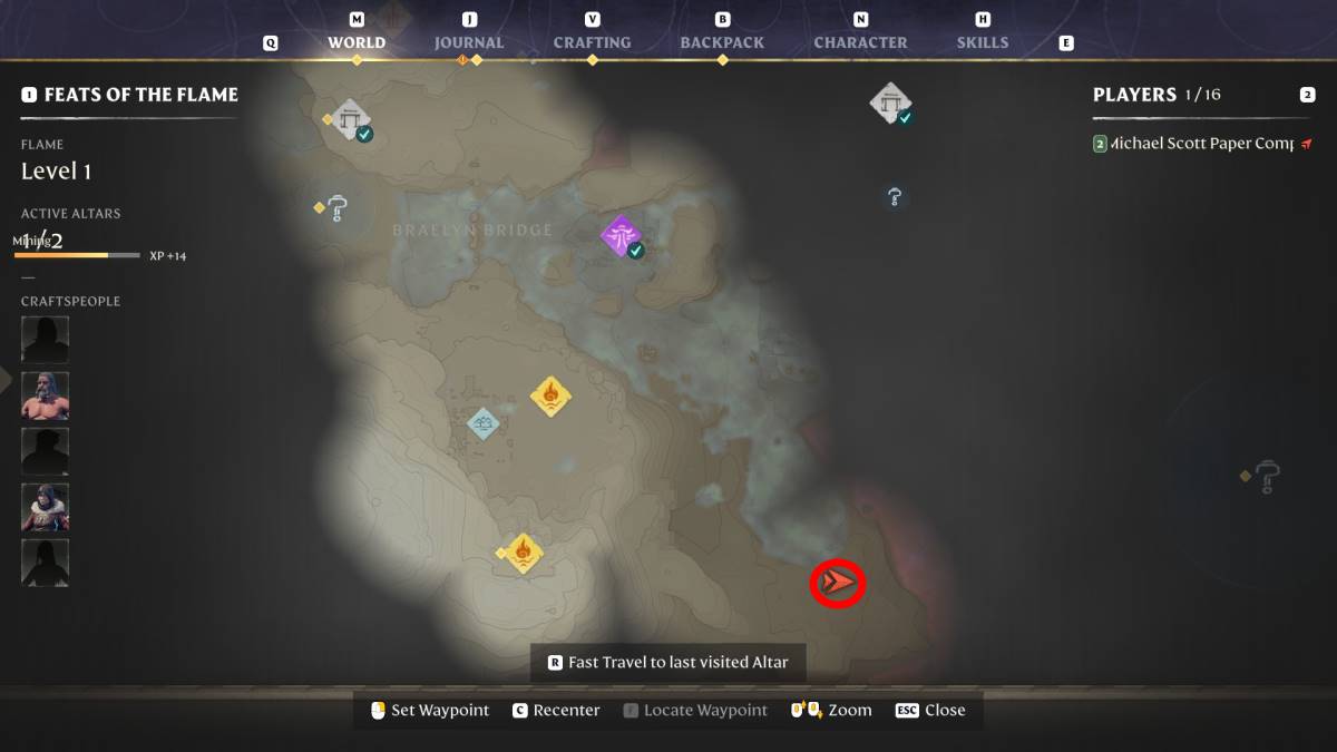 A map marked with a Flintstone location in Enshrouded