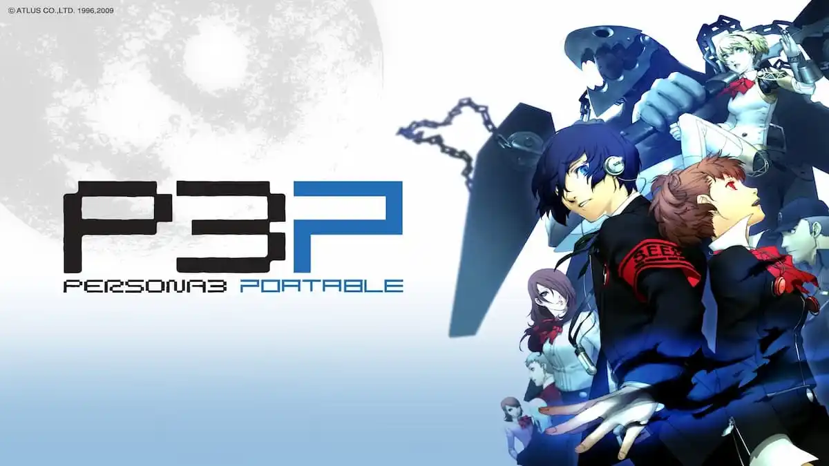 persona 3 portable logo next to characters