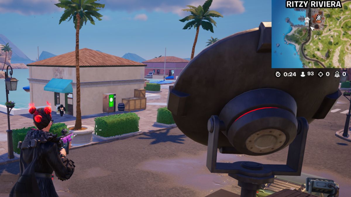 Character standing out side of the Ritzy Riviera TMNT Vending Machine Location in Fortnite.