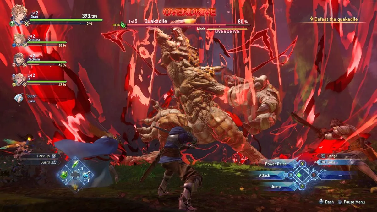 Granblue Fantasy: Relink characters fighting Quakadile boss