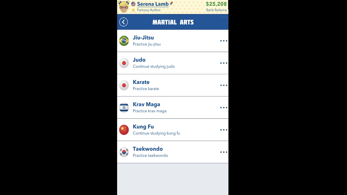 Martial Arts options in BitLife