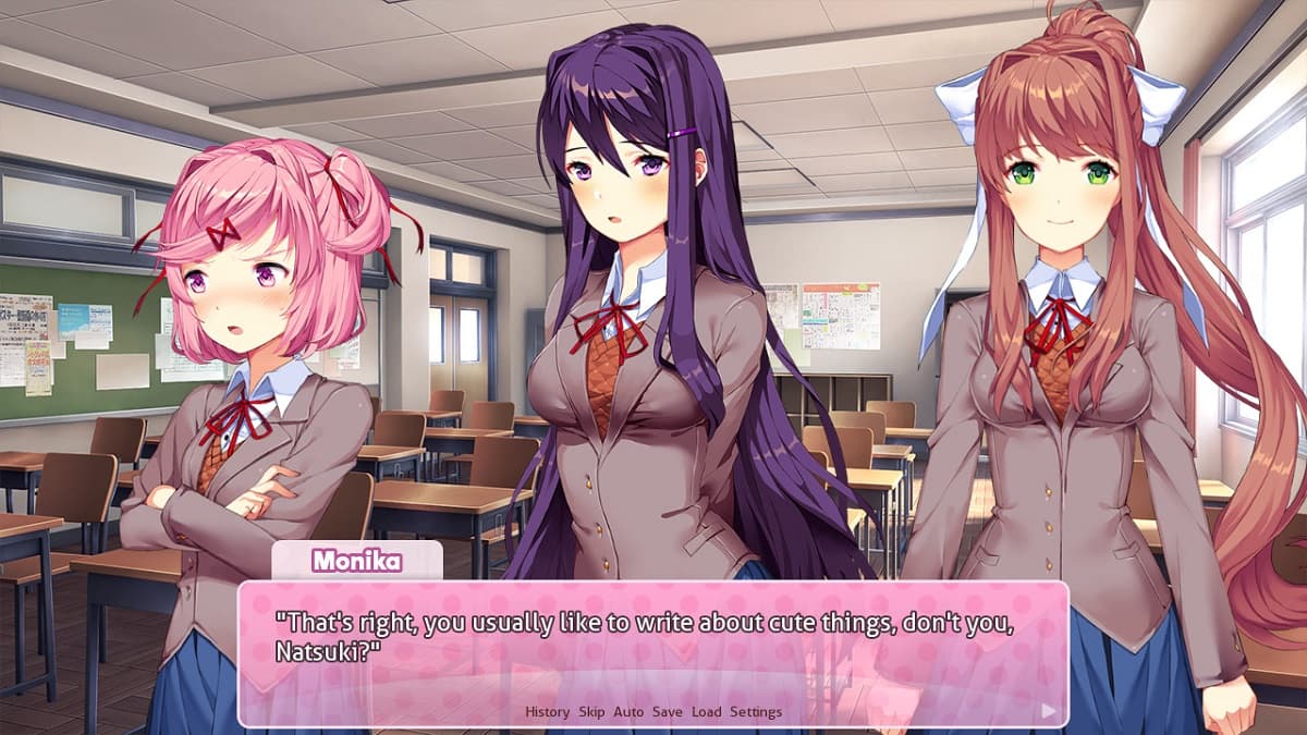 Monika speaking in Doki Doki Literature Club