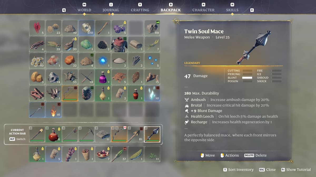 Fully enhanced legendary level 25 Twin Soul Mace