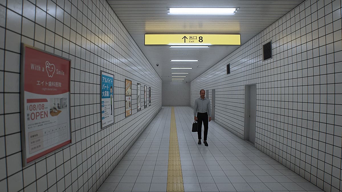 Walking through an underground passageway