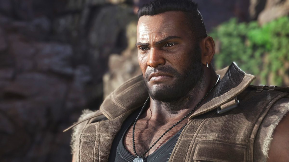 A closeup of Barret in Final Fantasy VII: Rebirth