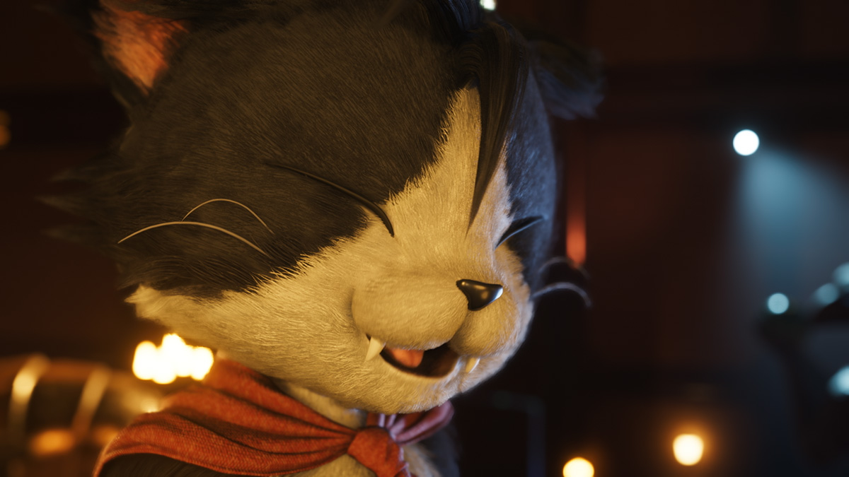 A close up of Cait Sith in Final Fantasy VII: Rebirth