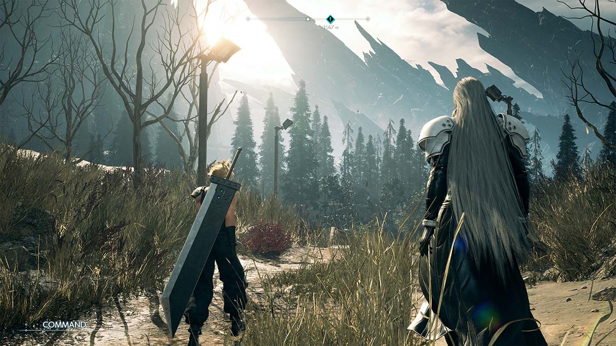 Cloud and Sephiroth on Mt. Nibel in Final Fantasy VII: Rebirth