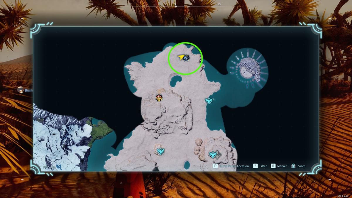 Overhead map view of Necromus and Paladius location