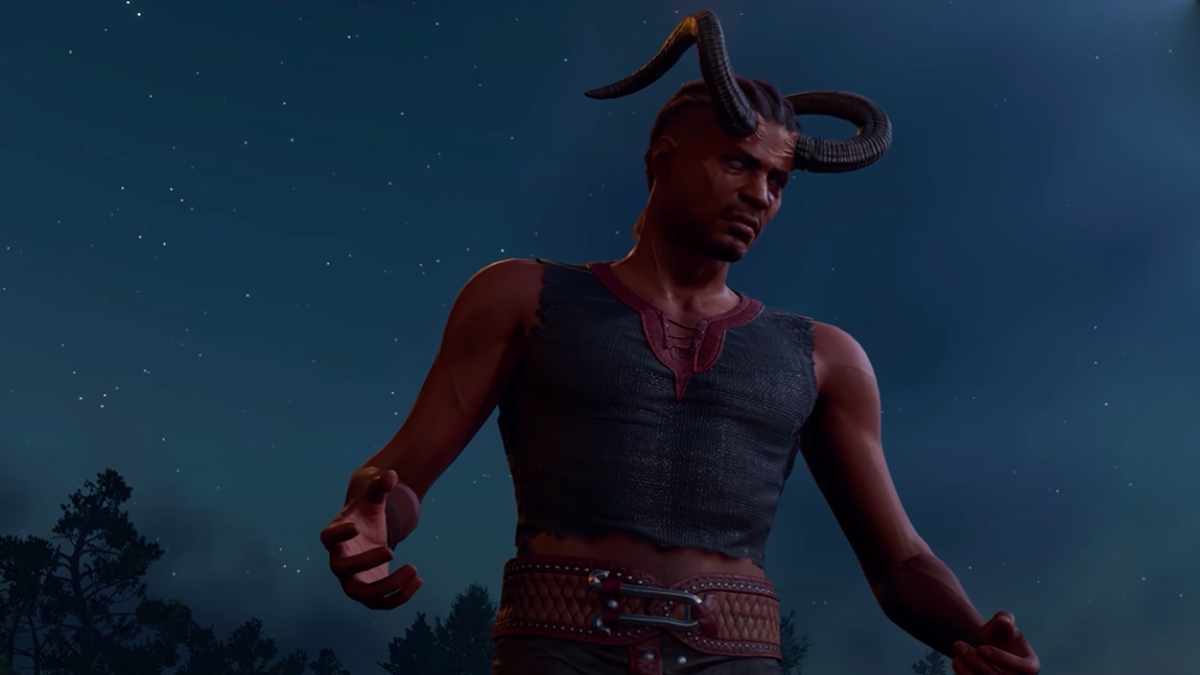 angered dark skinned man with demon horns