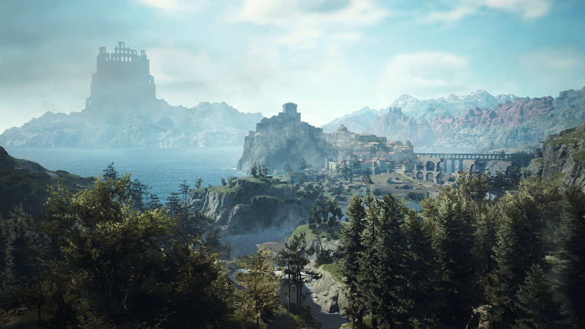 dragons dogma 2 forest and mountain landscape