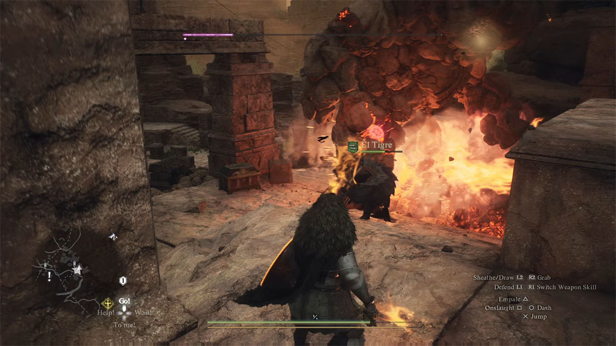 dragon's dogma 2 player watching a golem