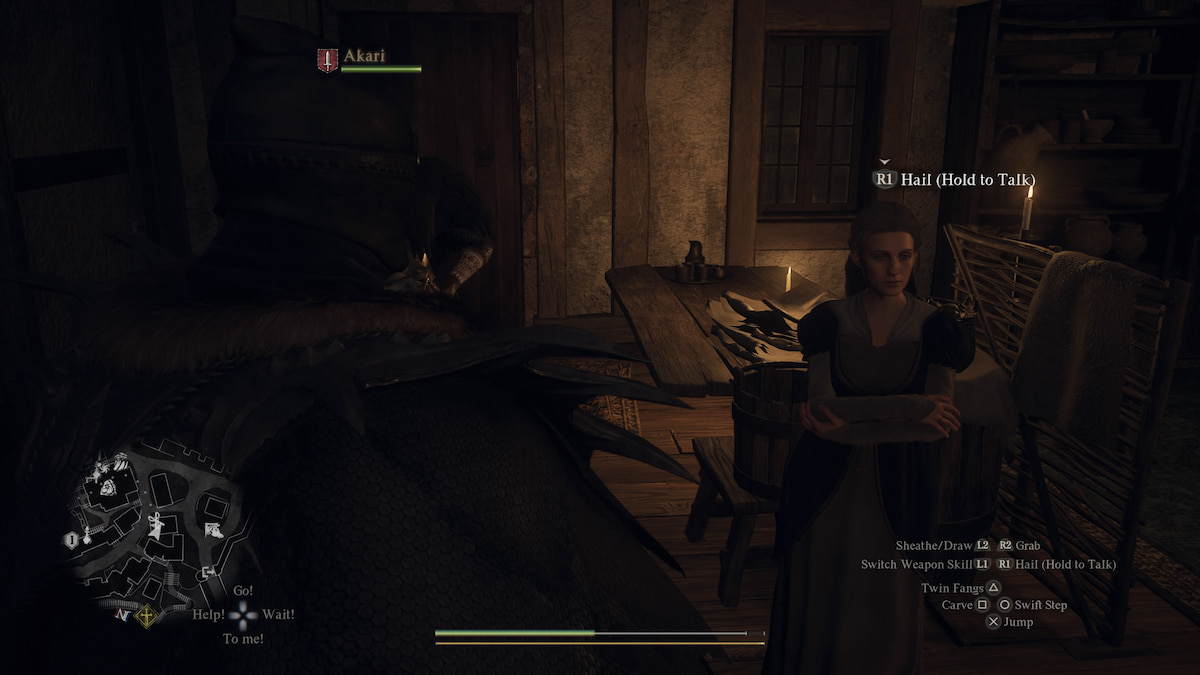 the arisen in dragon's dogma 2 talking to the female barber npc