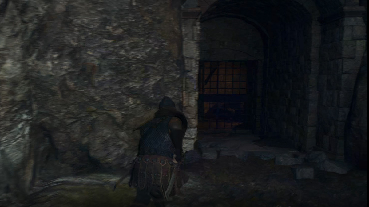 dragons dogma 2 player standing in front of a prison door