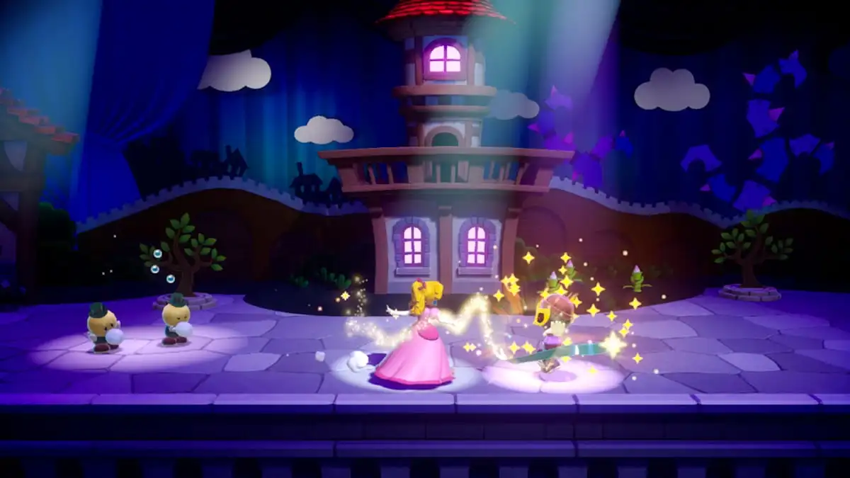 Princess Peach uses her magic ribbon in Princess Peach Showtime