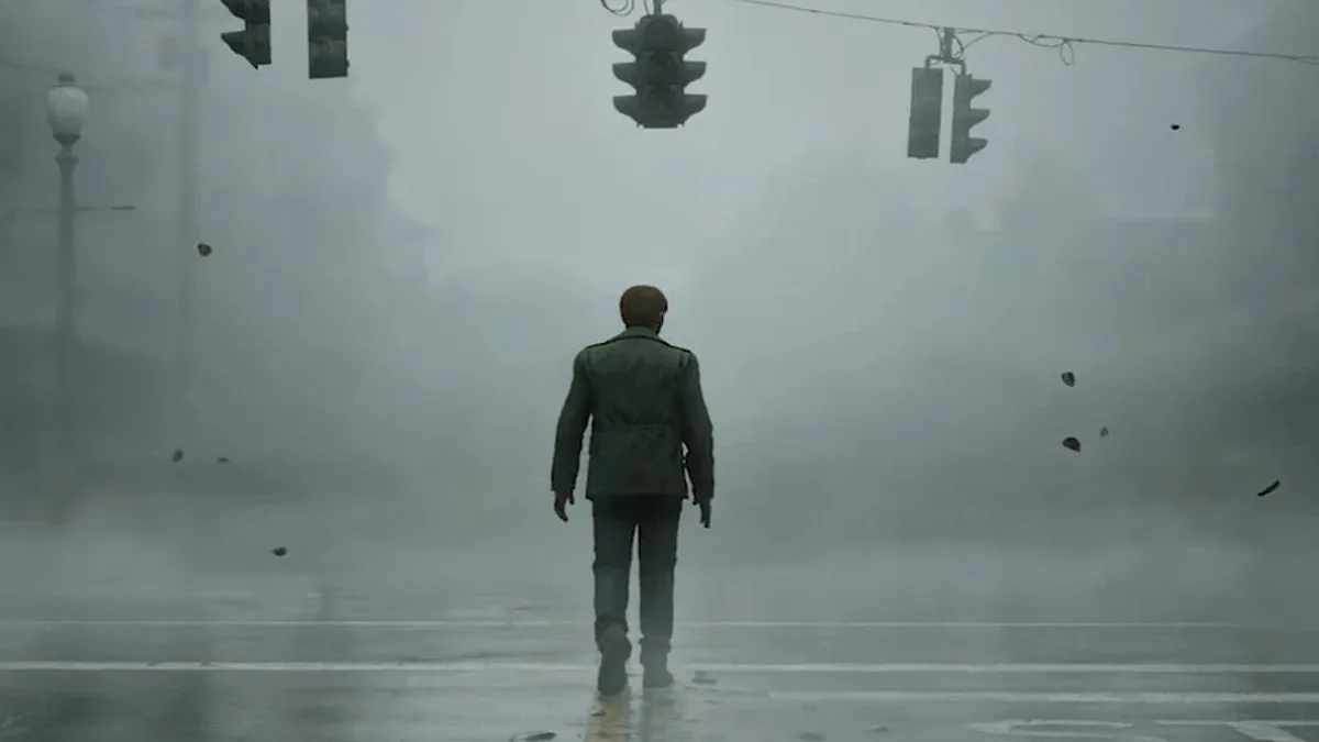 James on a foggy street