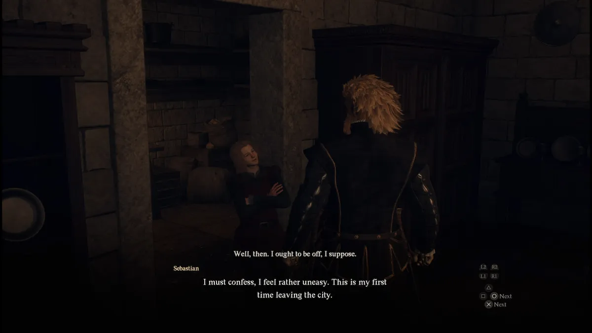 dragons dogma 2 player talking to an aristocratically dressed boy with blonde hair