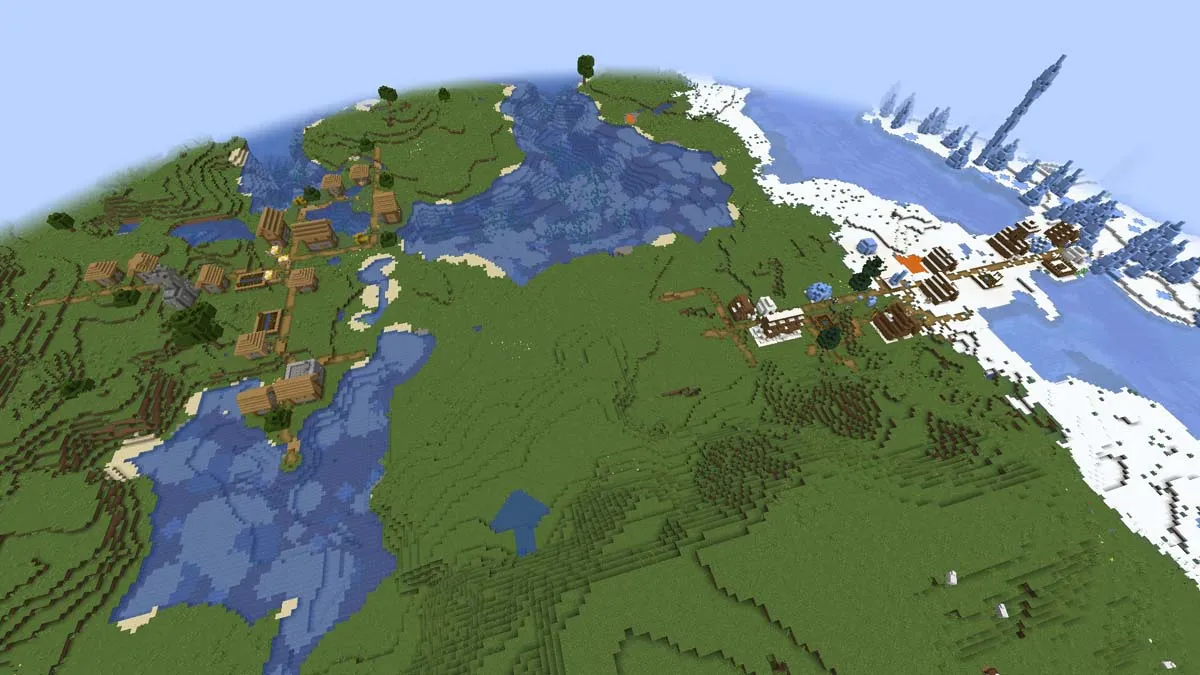 Two villages near ice spikes in Minecraft