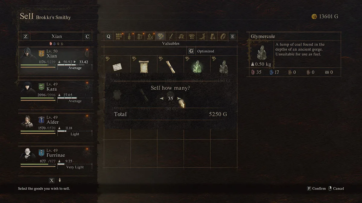 Selling Glymercole in Dragon's Dogma 2