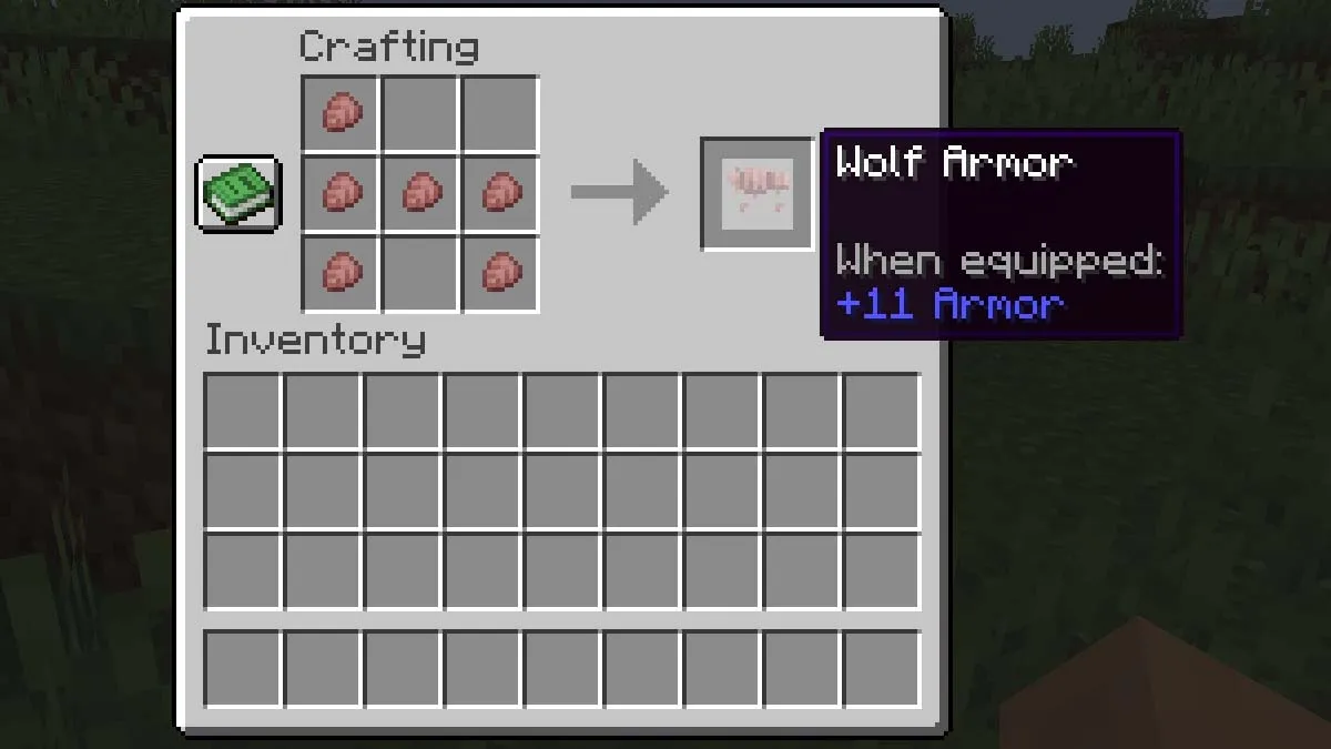 Wolf armor crafting recipe in Minecraft