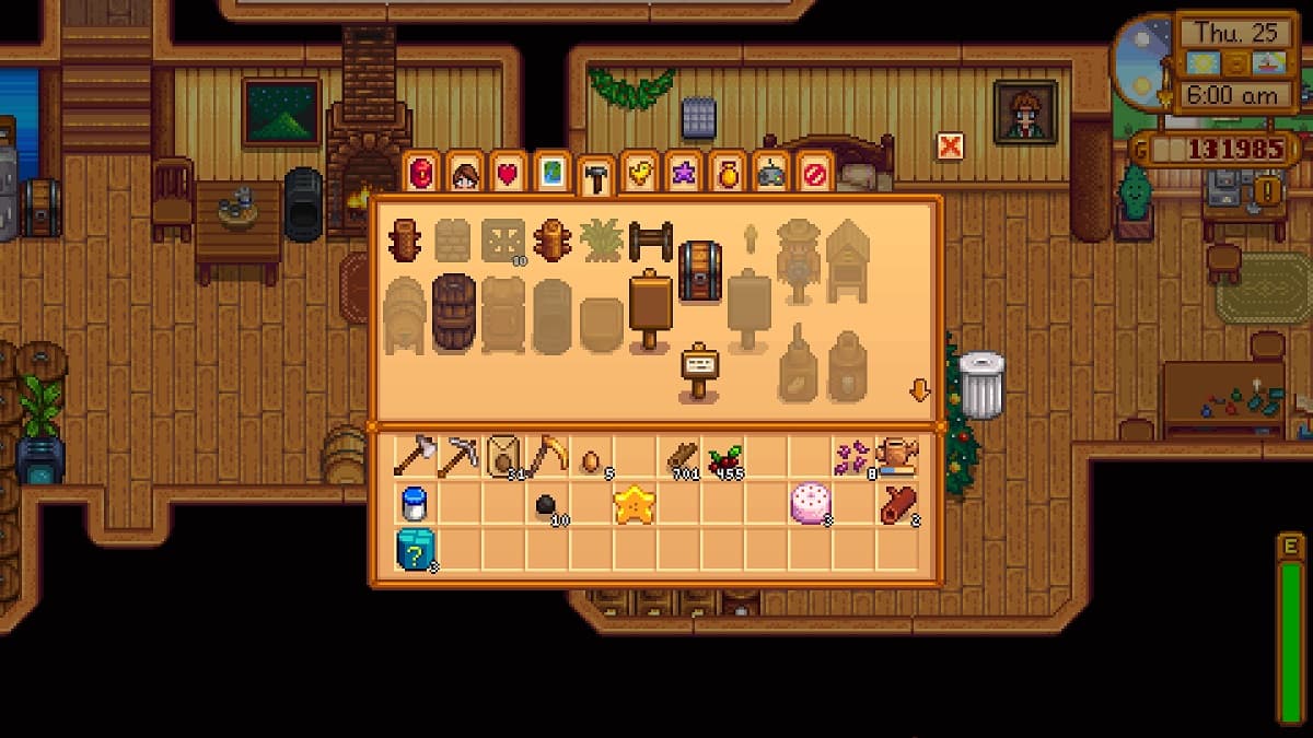 Standard stardew crafting menu