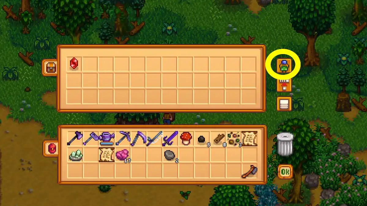 Junimo Hut storage menu with toggle to set harvest or turn harvest off