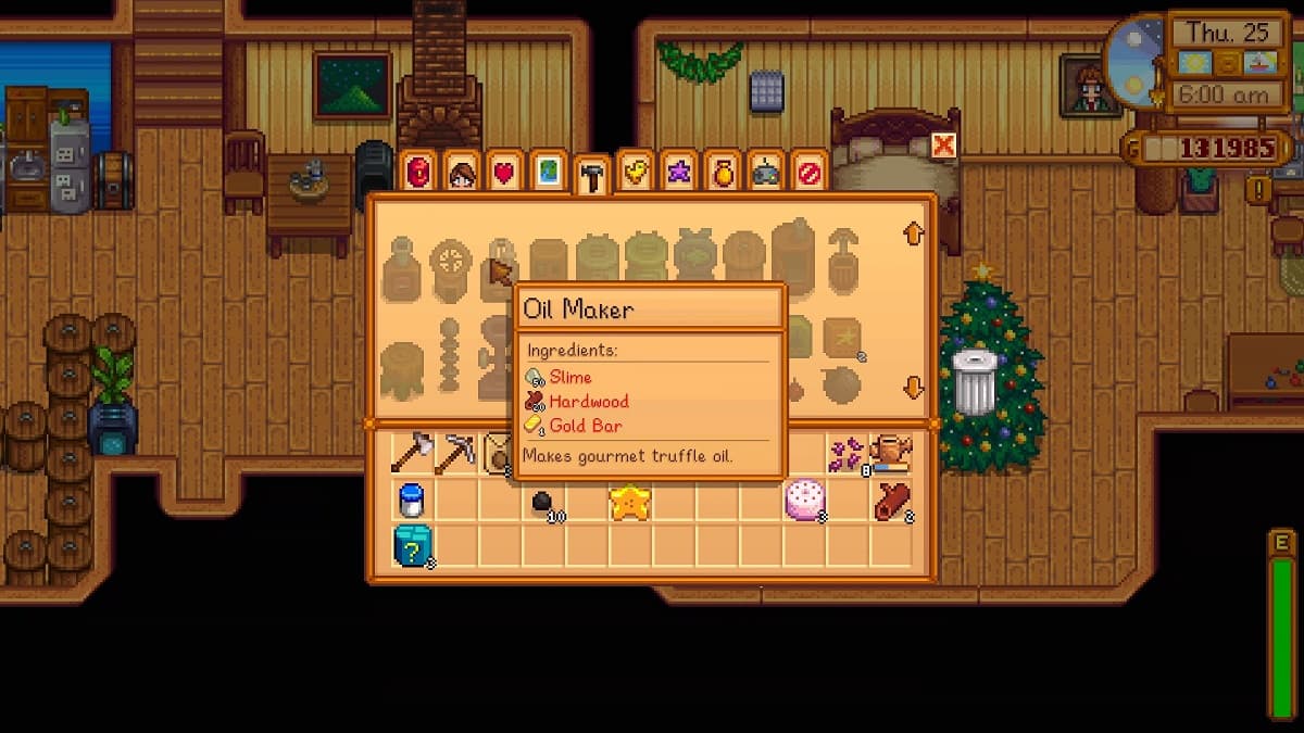 Oil Maker crafting menu for Stardew Valley