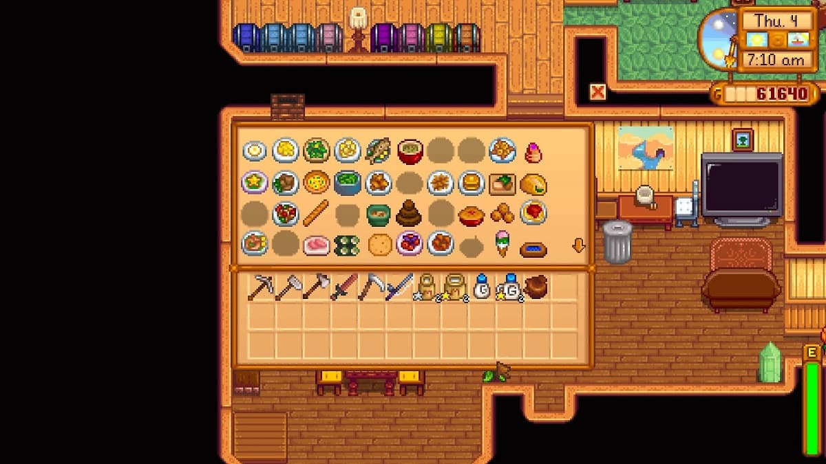 Crafting menu with extra storage