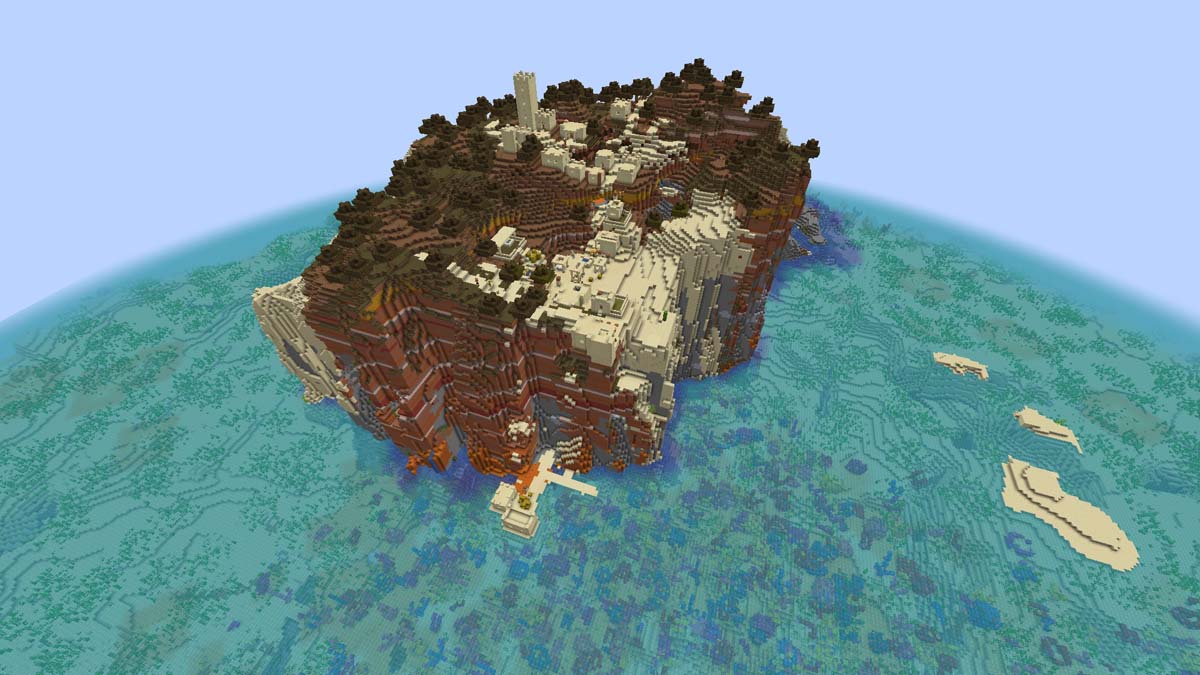 Desert island village in Minecraft