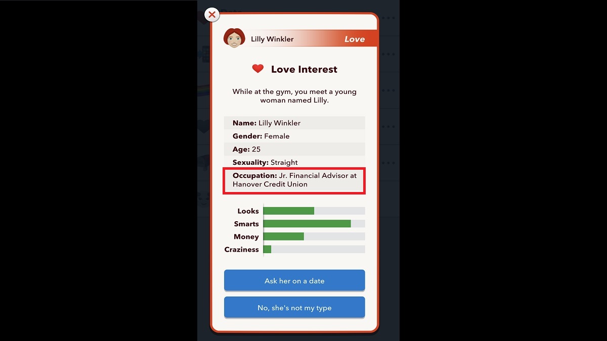 BitLife Love Interest Occupation