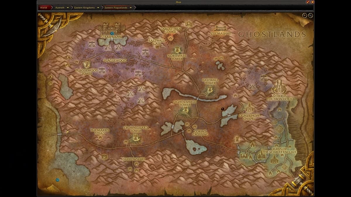 WoW Cataclysm Eastern Plaguelands map