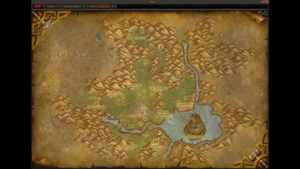 WoW Cataclysm Western Plaguelands map