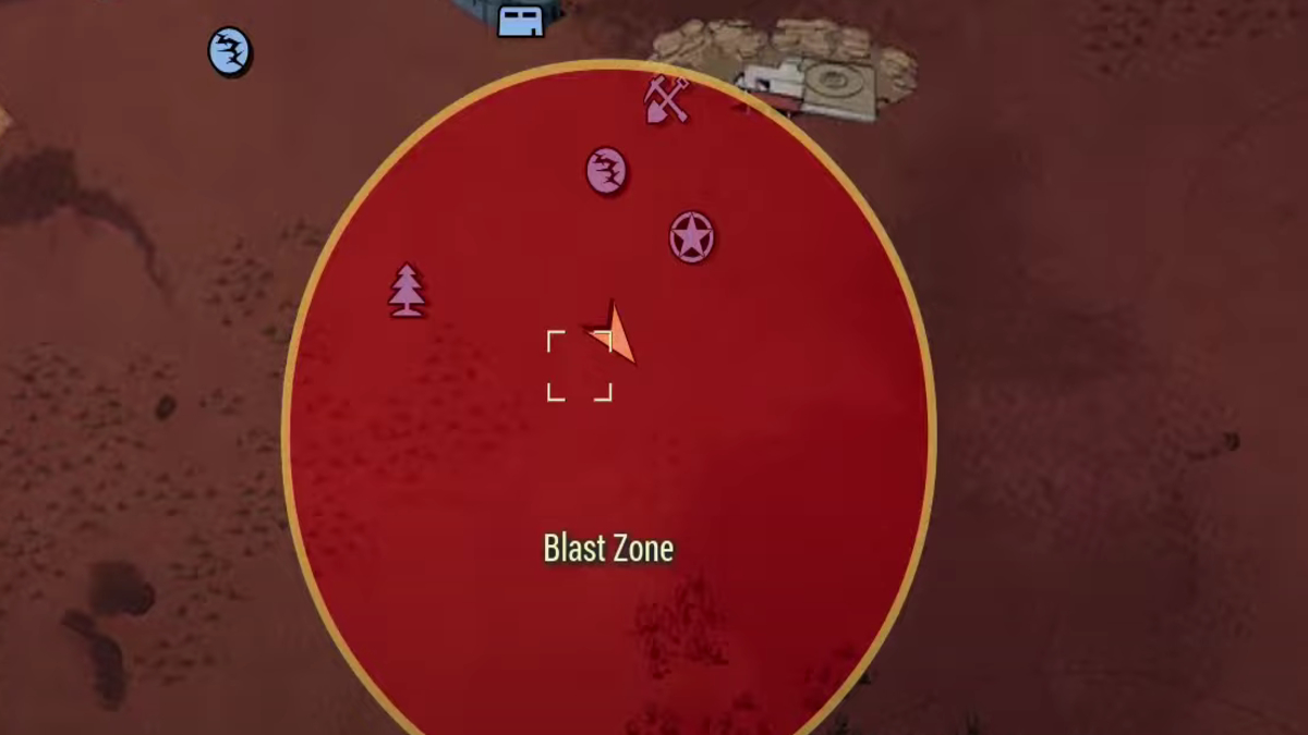 Picture of a Blast Zone on the map in Fallout 76.