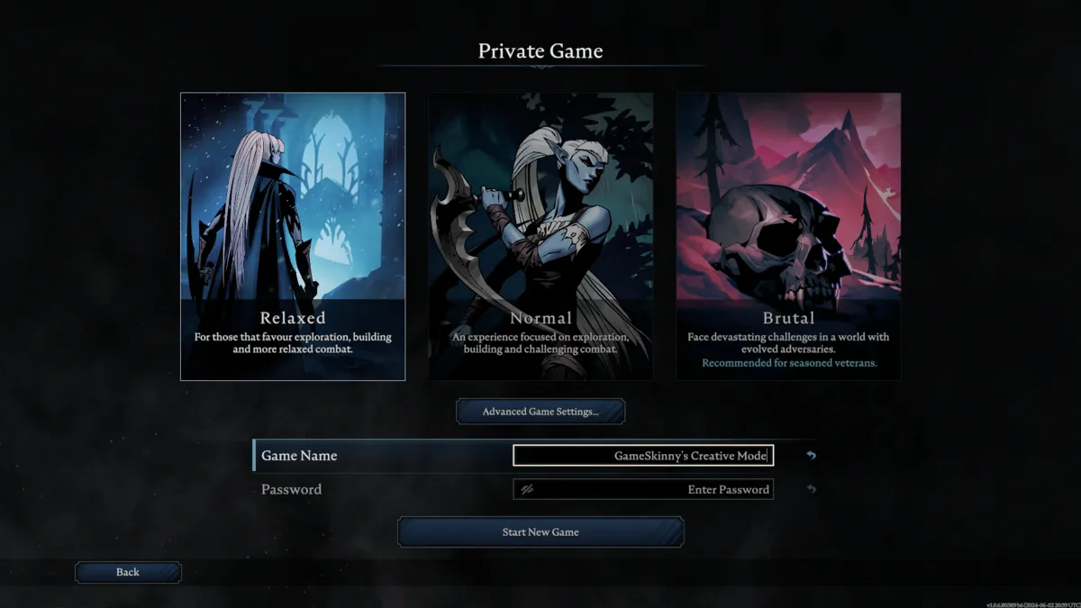 Creating a private game in V Rising