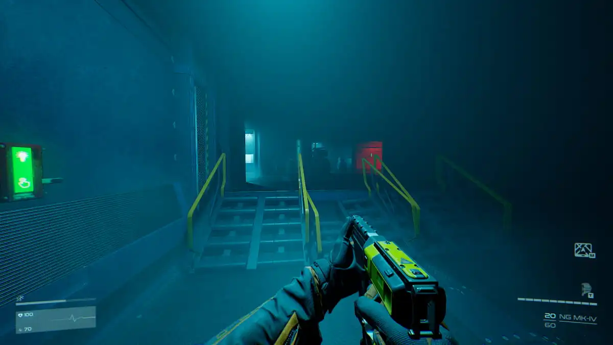 player holding a nail gun in Level Zero: Extraction