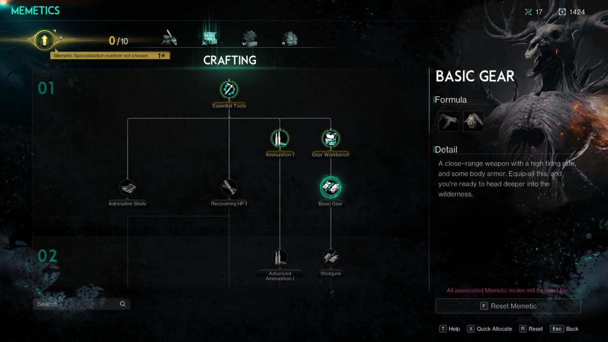 Crafting memetics skill tree in Once Human