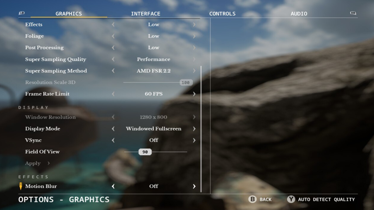 Riven Graphics Menu