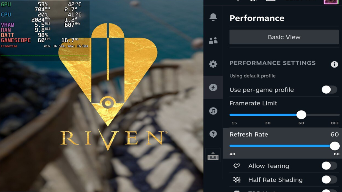 Framerate and Refresh Rate Steam Deck settings