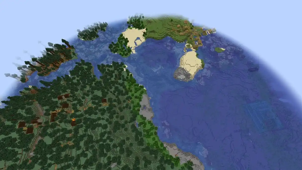 Ocean monument and double village in Minecraft