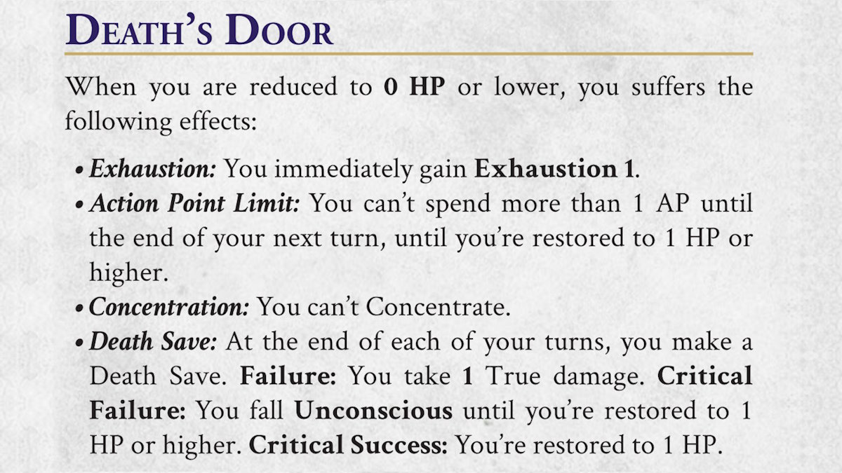 The description of Death's Door found in the DC20 playtest.