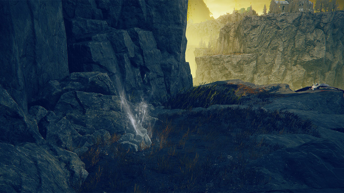 The seal blocking the spiritspring leading to the Scaduview Cross in Elden Ring Shadow of the Erdtree