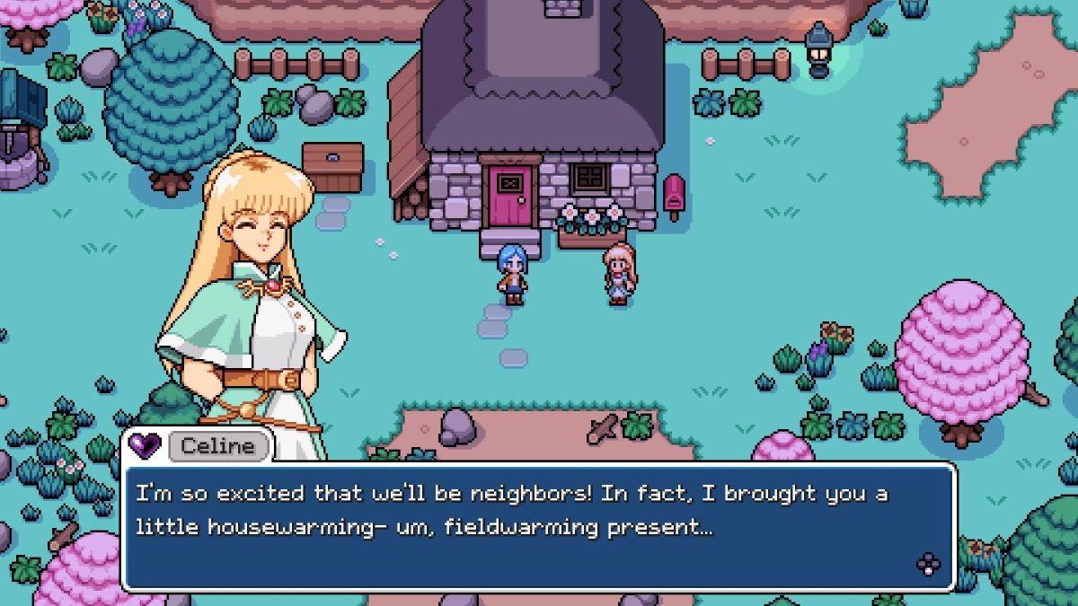 Celine introduces herself in Fields of Mistria demo