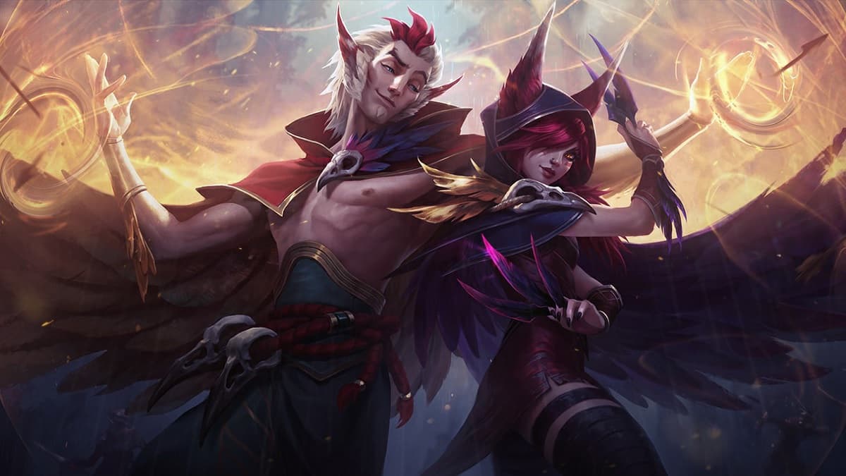 Xayah and Rakan splash art