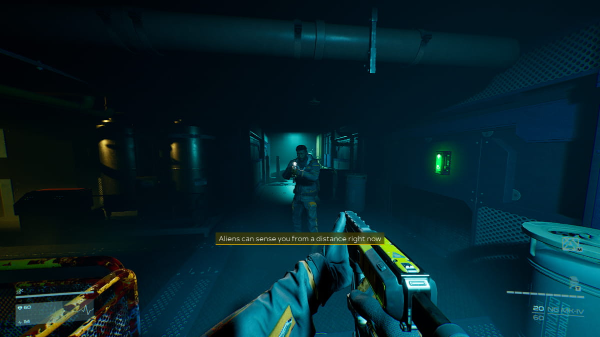 Player holding a nail gun in Level Zero: Extraction