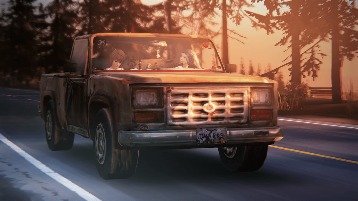 Chloe and Max driving her truck in Life Is Strange